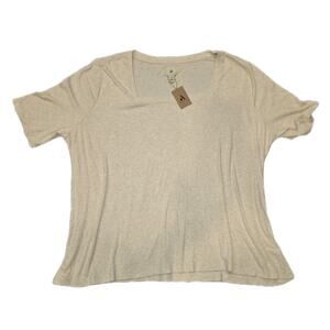 NWT Amazon Beige‎ Square Neck Short Sleeve Top 5XL